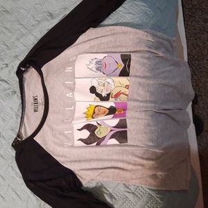 Disney brand Villains 3/4 sleeve tshirt. Grey and black